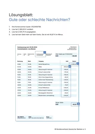 Arbeitsblatt: Zahlungsverkehr | Gute oder schlechte Nachrichten? (Lösungsblatt)
