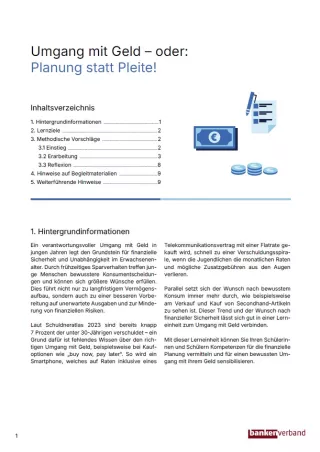 Unterrichtsplanung: Umgang mit Geld | Pädagogischer Leitfaden