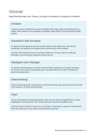 Glossar: Schulden vermeiden | Glossar