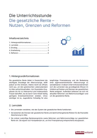 Unterrichtsplanung: Rente | Pädagogischer Leitfaden