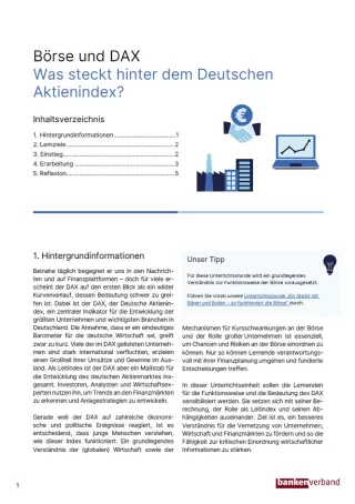Unterrichtsplanung: DAX | Pädagogischer Leitfaden
