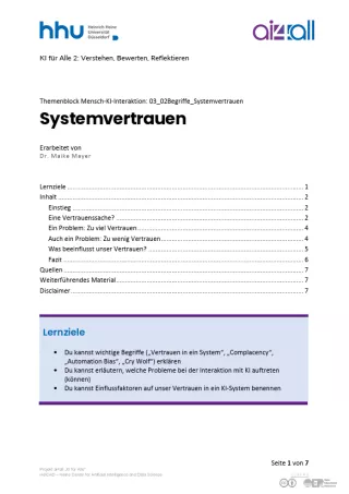 Kurs: Mensch-KI-Interaktion | 02 | Systemvertrauen (PDF)