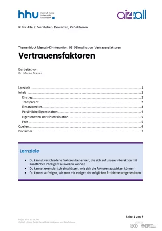 Kurs: Mensch-KI-Interaktion | 03 | Vertrauensfaktoren (PDF)