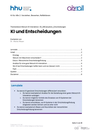 Kurs: Mensch-KI-Interaktion | 04 | KI und Entscheidungen (PDF)