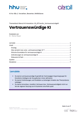 Kurs: Mensch-KI-Interaktion | 05 | Transfer: Vertrauenswürdige KI (PDF)
