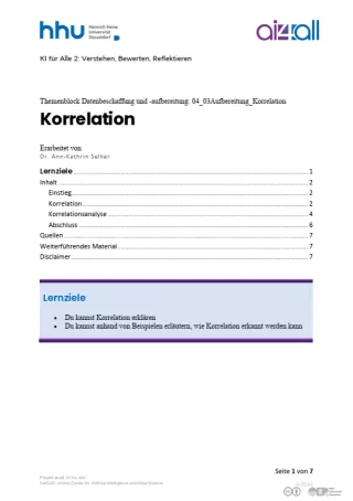 Kurs: Datenbeschaffung und -aufbereitung | 03 | Korrelation (PDF)