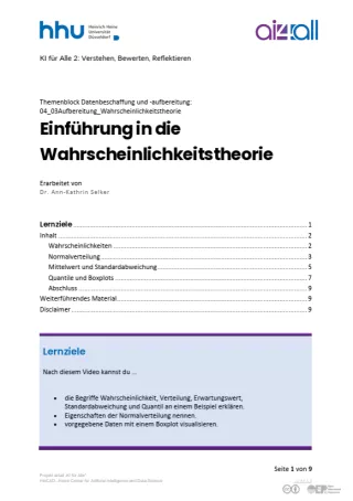 Kurs: Datenbeschaffung und -aufbereitung | 03 | Einführung in die Wahrscheinlichkeitstheorie (PDF)