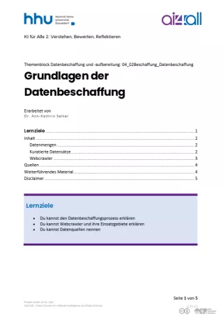 Kurs: Datenbeschaffung und -aufbereitung | 02 | Grundlagen der Datenbeschaffung (PDF)