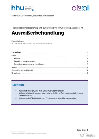 Kurs: Datenbeschaffung und -aufbereitung | 04 | Ausreißerbehandlung (PDF)