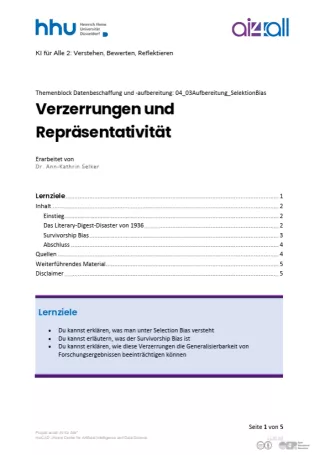 Kurs: Datenbeschaffung und -aufbereitung | 04 | Verzerrungen und Repräsentativität (PDF)