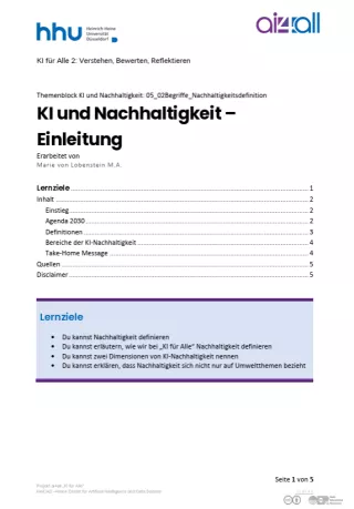 Kurs: KI und Nachhaltigkeit | 02 | Nachhaltigkeitsdefinition (PDF)