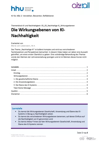 Kurs: KI und Nachhaltigkeit | 06 | Nachhaltige KI: Wirkungsebenen (PDF)