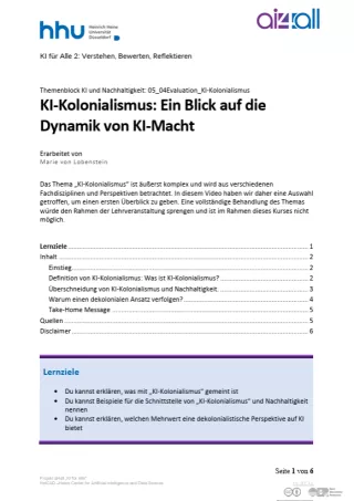 Kurs: KI und Nachhaltigkeit | 08 | KI-Kolonialismus (PDF)