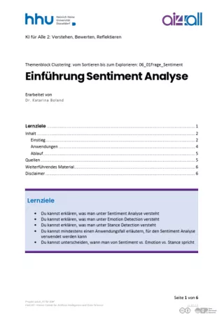 Kurs: Clustering: vom Sortieren bis zum Explorieren | 01 | Einführung Sentiment Analyse (PDF)