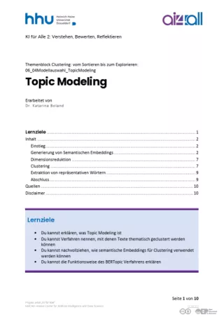 Kurs: Clustering: vom Sortieren bis zum Explorieren | 03 | Topic Modeling (PDF)