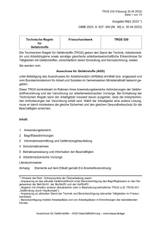 Broschuere: Technische Regeln für Gefahrstoffe: Friseurhandwerk
