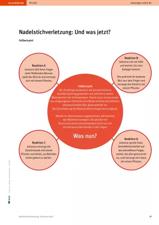 Arbeitsblatt: Take Care Infektionsschutz: Nadelstichverletzung: Und was jetzt?