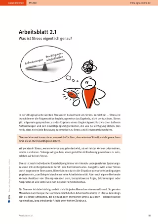 Arbeitsblatt: Take Care Stressprävention: Was ist Stress eigentlich genau? (Arbeitsblatt 2.1)