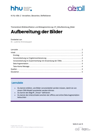 Kurs: Bildklassifikation und Bildsegmentierung | 04 | Datenaufbereitung (PDF)
