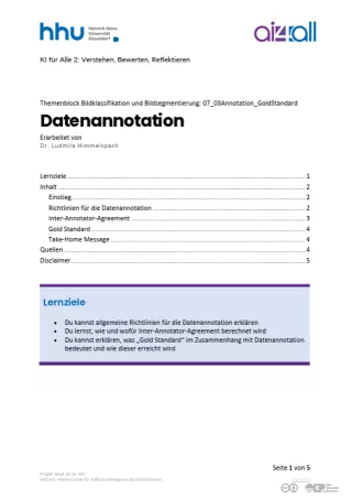 Kurs: Bildklassifikation und Bildsegmentierung | 04 | Datenannotation (PDF)