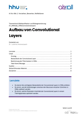 Kurs: Bildklassifikation und Bildsegmentierung | 05 | Aufbau von Convolutional Layers (PDF)