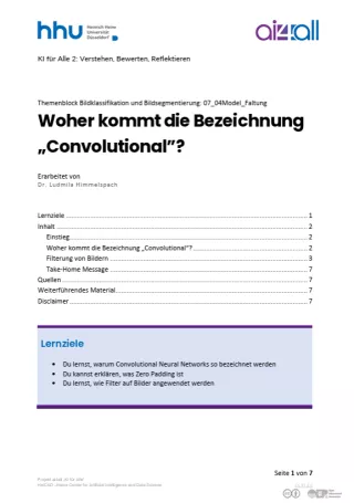 Kurs: Bildklassifikation und Bildsegmentierung | 05 | Woher kommt die Bezeichnung „Convolutional”? (PDF)