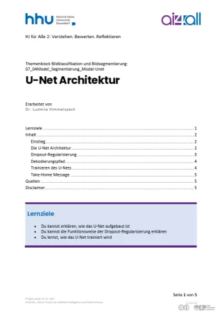Kurs: Bildklassifikation und Bildsegmentierung | 09 | U-Net Architektur (PDF)