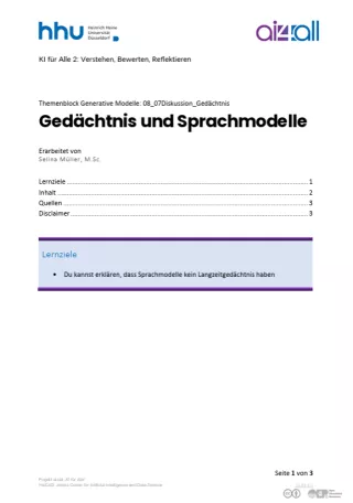 Kurs: Generative Modelle | 06 | Gedächtnis und Sprachmodelle (PDF)