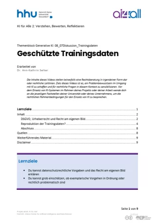 Kurs: Generative Modelle | 05 | Geschützte Trainingsdaten (PDF)