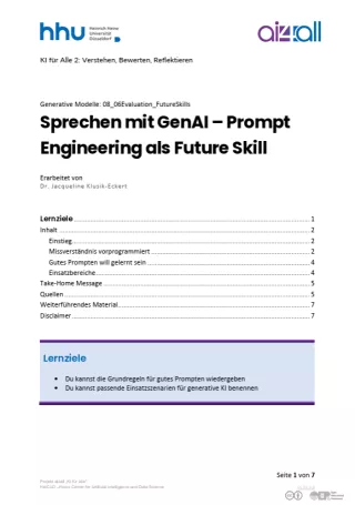 Kurs: Generative Modelle | 06 | Sprechen mit GenAI – Prompt Engineering als Future Skill (PDF)