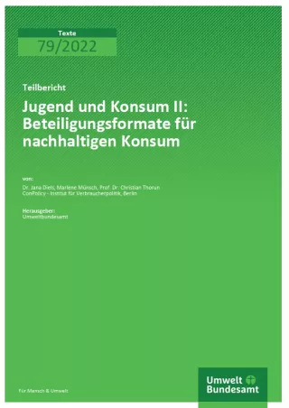 Broschuere: Jugend und Konsum II: Beteiligungsformate für nachhaltigen Konsum