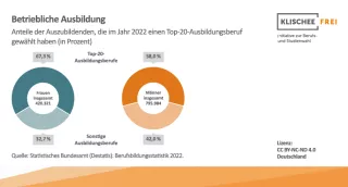 Infografik: Betriebliche Ausbildung | Abbildung 2 | Anteile der Auszubildenden, die im Jahr 2022 einen Top-20-Ausbildungsberuf gewählt haben