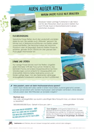 Unterrichtsbaustein: Auen außer Atem | Warum unsere Flüsse Hilfe brauchen