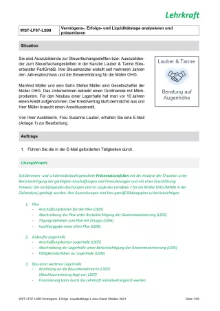Unterrichtsbaustein: Vermögens-, Erfolgs- und Liquiditätslage analysieren und präsentieren (Version Lehrkraft) (PDF, barrierefrei)