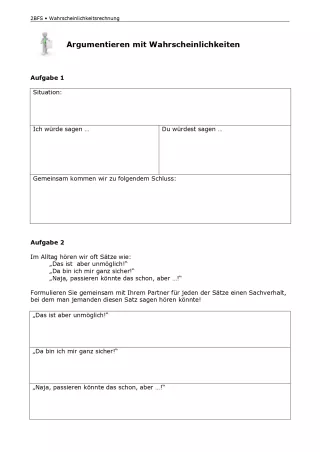 Arbeitsblatt: Mathematik für die Berufsfachschule: Argumentieren mit Wahrscheinlichkeiten