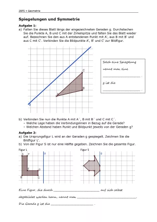 Arbeitsblatt: Mathematik für die Berufsfachschule: Spiegelungen und Symmetrie