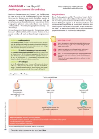 Arbeitsblatt: I care Pflege | Pflege bei speziellen Erkrankungen | Antikoagulation und Thrombolyse (Arbeitsblatt)