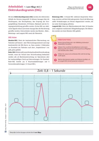 Arbeitsblatt: I care Pflege | Pflege bei speziellen Erkrankungen | Elektrokardiogramm (Arbeitsblatt)
