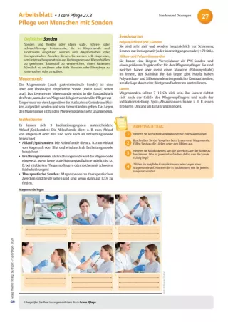 Arbeitsblatt: I care Pflege | Pflegetechniken | Pflege von Menschen mit Sonden (Arbeitsblatt)