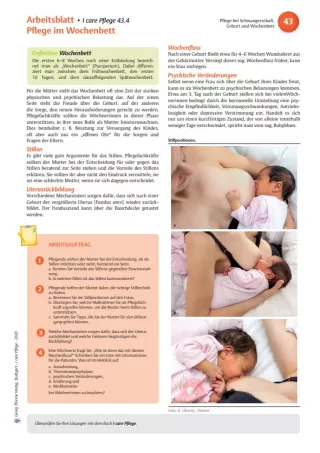 Arbeitsblatt: I care Pflege | Unterschiedliche Pflegesettings | Pflege im Wochenbett (Arbeitsblatt)