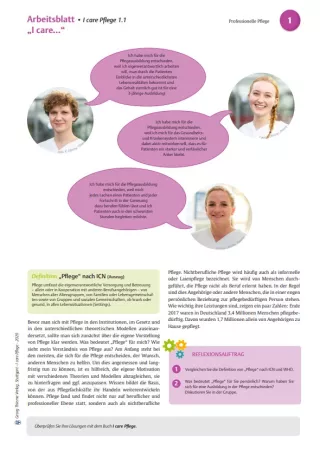 Arbeitsblatt: I care Pflege | Grundlagen des Pflegeberufs | I care (Arbeitsblatt)