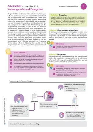 Arbeitsblatt: I care Pflege | Grundlagen des Pflegeberufs | Weisungsrecht und Delegation (Arbeitsblatt)