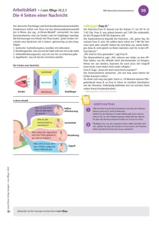 Arbeitsblatt: I care Pflege | Mit Menschen arbeiten | Die 4 Seiten einer Nachricht (Arbeitsblatt)