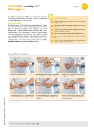 Arbeitsblatt: I care Pflege | Pflegebasismaßnahmen | Händehygiene (Arbeitsblatt)