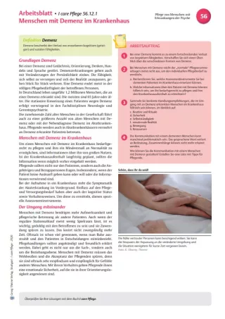 Arbeitsblatt: I care Pflege | Pflege bei speziellen Erkrankungen | Menschen mit Demenz (Arbeitsblatt)