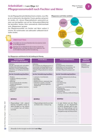 Arbeitsblatt: I care Pflege | Grundlagen des Pflegeberufs | Der Pflegeprozess nach Fiechter und Meier (Arbeitsblatt)