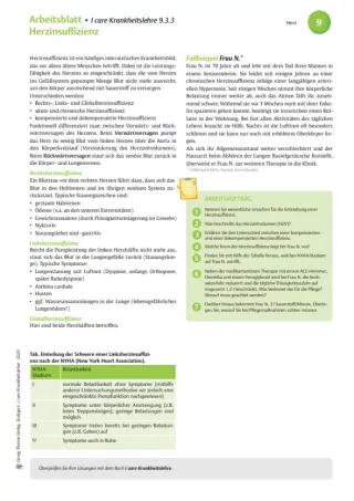 Arbeitsblatt: I care Krankheitslehre | Spezielle Krankheitslehre | Herzinsuffizienz (Arbeitsblatt)