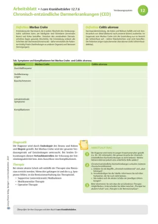 Arbeitsblatt: I care Krankheitslehre | Spezielle Krankheitslehre | Chronisch-entzündliche Darmerkrankungen (Arbeitsblatt)