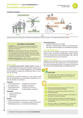 Arbeitsblatt: I care Krankheitslehre | Grundlagen | Gesundheit und Krankheit (Arbeitsblatt)