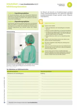 Arbeitsblatt: I care Krankheitslehre | Grundlagen | Infektionsprävention (Arbeitsblatt)